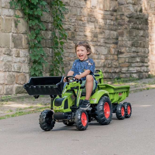 Pedaltraktor Claas Atiom 430 grün mit Vorder- und Rückschaufel