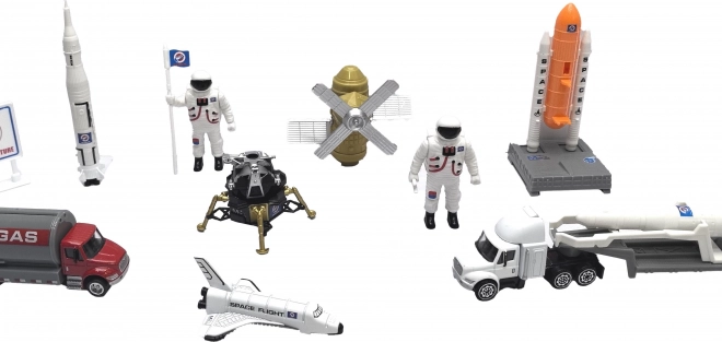 Set von Astronauten und Raumfahrzeugen