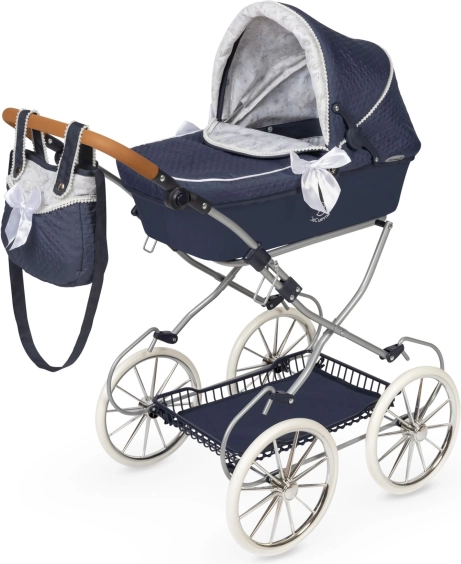 DeCuevas faltbarer Puppenwagen Vintage 2025 mit Tasche, Griffhöhe 81 cm