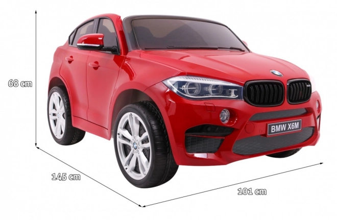 BMW X6M XXL pro 2 Kinder Rot Lack + Fernbedienung + Ökoleder + Sicherheitsgurte + langsamer Start + MP3 + LED