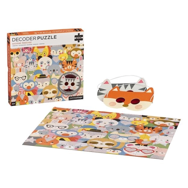 Petit Collage Tiere Puzzle mit 3D-Brille