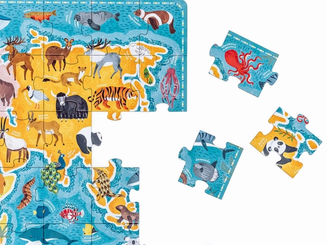 Puzzle 60 Teile Puzzlove - Weltkarte Tiere
