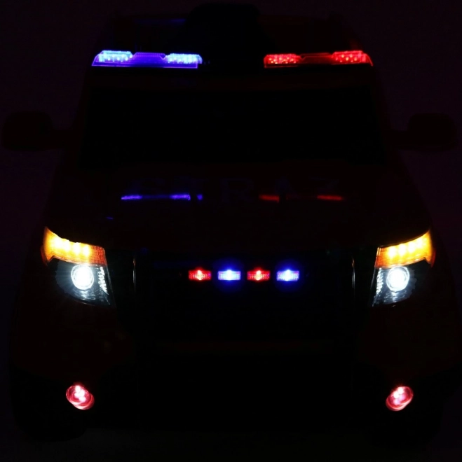 Kinder Polizei SUV Auto mit Batterie + Sirenen + Lichter + Megafon + Fernbedienung + langsamer Start + EVA + Aufkleber