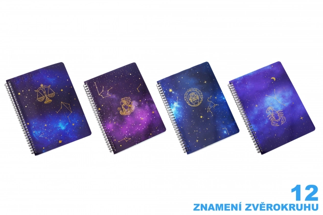 Notizbuch Spiralgeheftet Liniert 18x25 cm, 80 Seiten - Zodiac – Waage