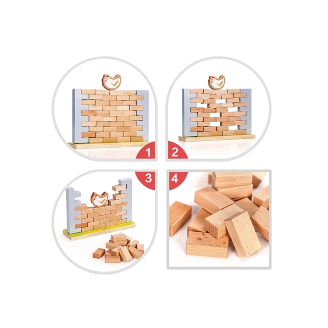 Stapelspiel Backsteinmauer Holz 44 Stück