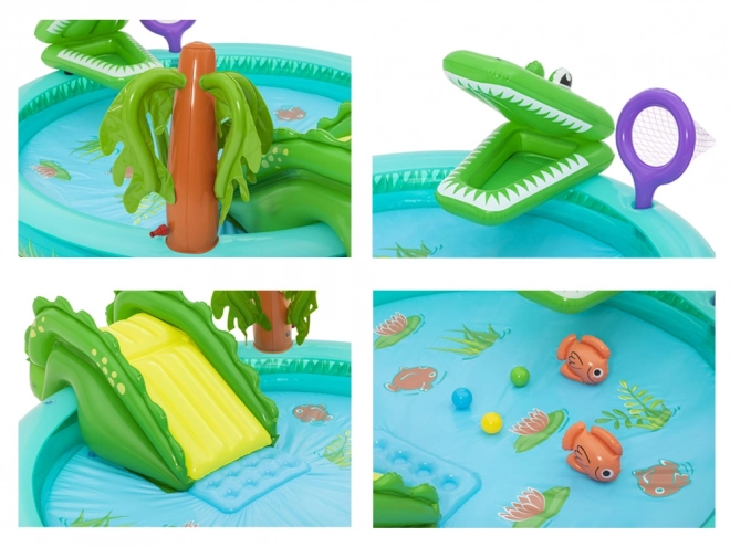 Drachen-Spielplatz mit Rutsche und Sprinkler