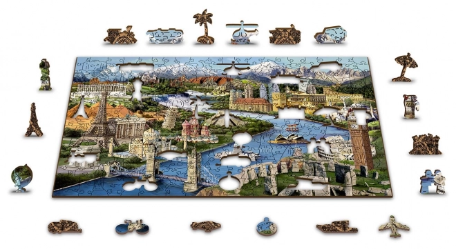 Wooden City Holzpuzzle Weltberühmte Bauwerke 2-in-1