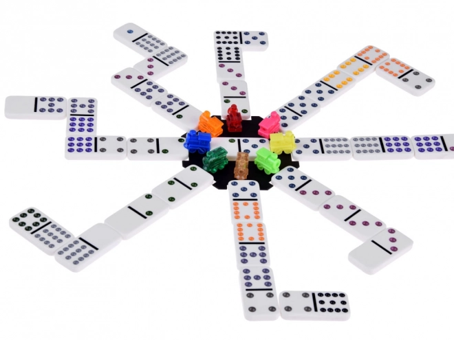 Zwei-in-eins Domino- und Mexican Train Set im Metallkoffer