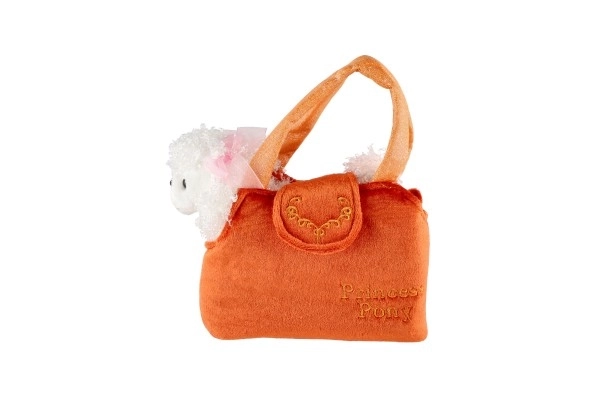 Hund in Plüsch-Handtasche Orange 19x17cm