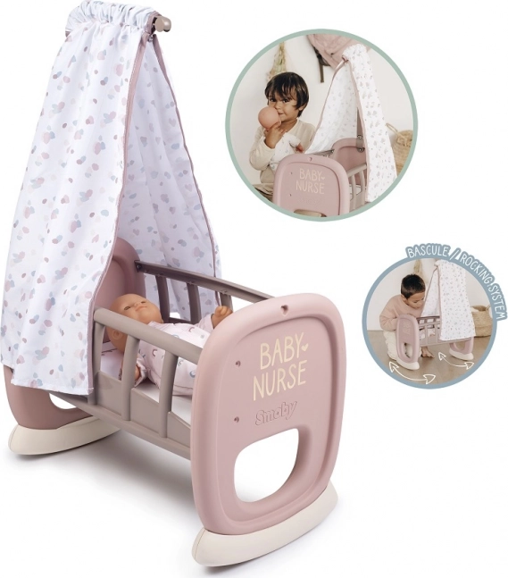 Smoby Baby Nurse Wiege mit Baldachin für Puppen