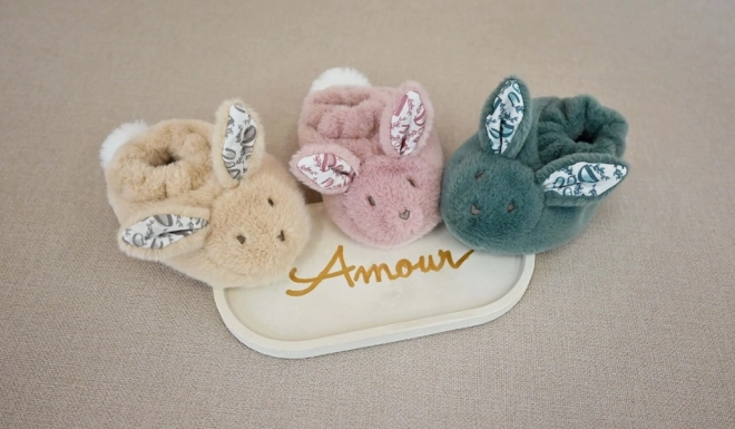 Doudou Geschenkset - Plüschhase und Schühchen in Beige