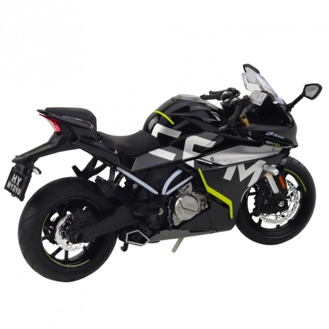 Metall-Sportmotorrad mit Licht und Klang schwarz 1:12