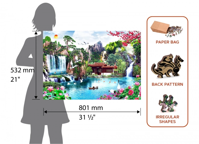 Holzpuzzle Wasserfälle im japanischen Garten