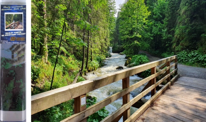 Diamantmalerei Holzbrücke im Wald 30x40cm