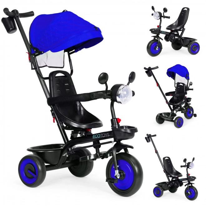 3-in-1 Dreirad Kinderwagen mit Drehbarem Sitz und Verdeck von ECOTOYS