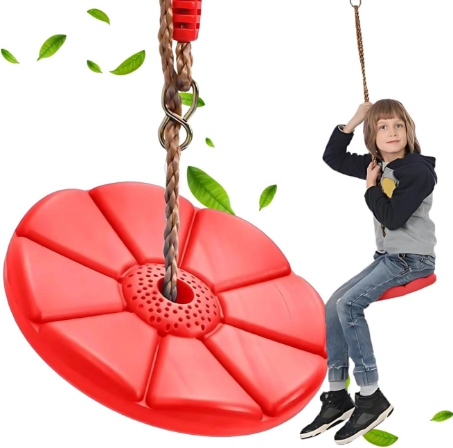 Gartenschaukel für Kinder Blumen-Sitz mit Seil – Rot