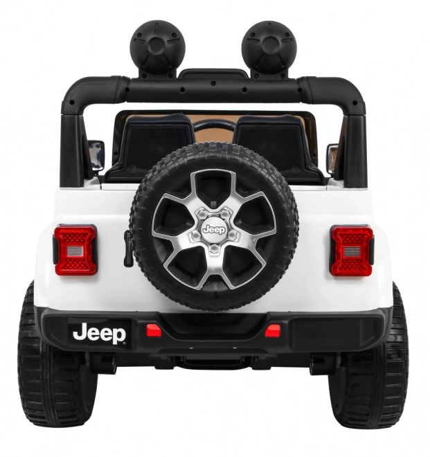 Jeep Wrangler Rubicon Batterie für Kinder Weiß + Fernbedienung + MP3-Radio LED + EVA-Räder