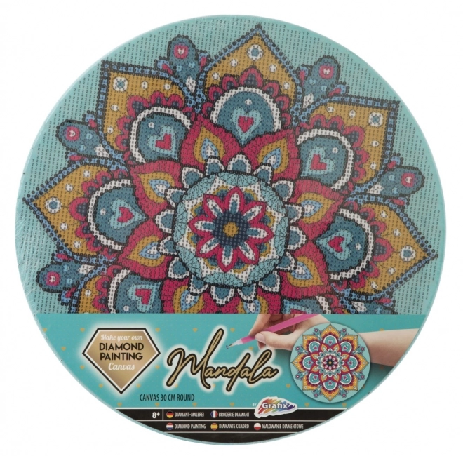 Diamantmalerei Mandala auf Rahmen Rosa 30cm