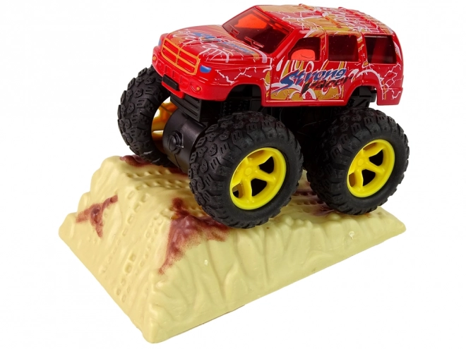 Monster Truck Spielzeugauto mit Rückziehantrieb und Sprungrampe