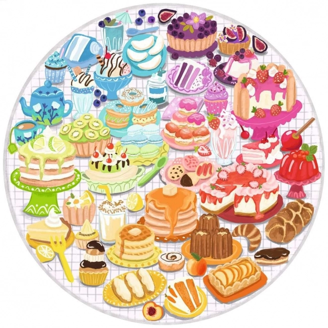 Rundes Puzzle Farbkreis: Bunte Desserts 500 Teile