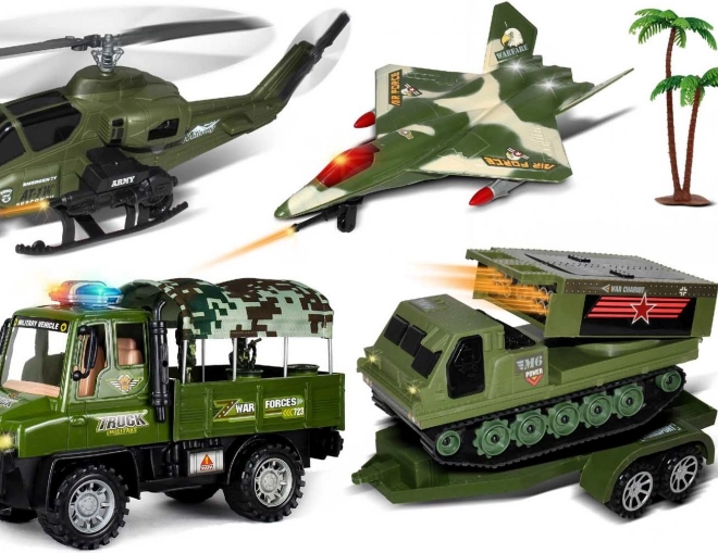 Militär-Konvoi-Auto mit Anhänger und Soldat 63 cm
