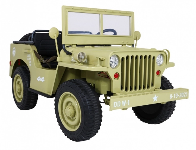 Retro-Militärfahrzeug für Kinder mit 4x4-Antrieb, Platz für 3 und EVA-Reifen