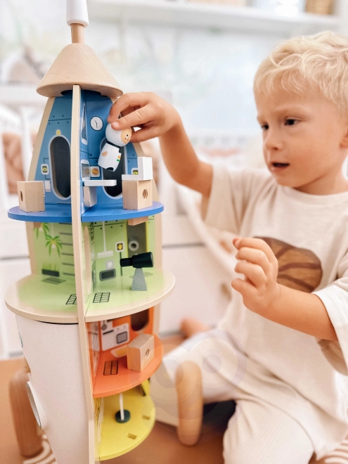 Klassische Welt Holzrakete Kinderhaus mit Figuren