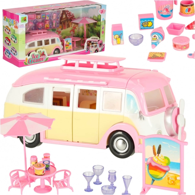 Ausklappbarer Eiscreme-Camper mit Café-Ecke und Zubehör, 30 Teile