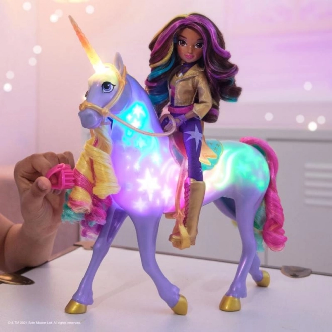 Unicorn Academy Leuchtendes Einhorn Wildstar mit Puppe Sophia 24cm