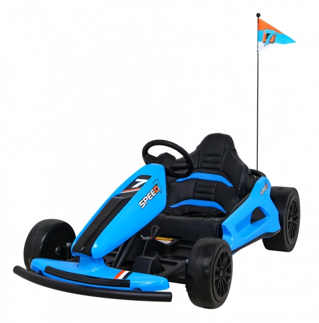 Speed 7 Drift King batteriebetriebene Gokart für Kinder Blau + Driftfunktion + Sportsitz + 2 Geschwindigkeiten + EVA