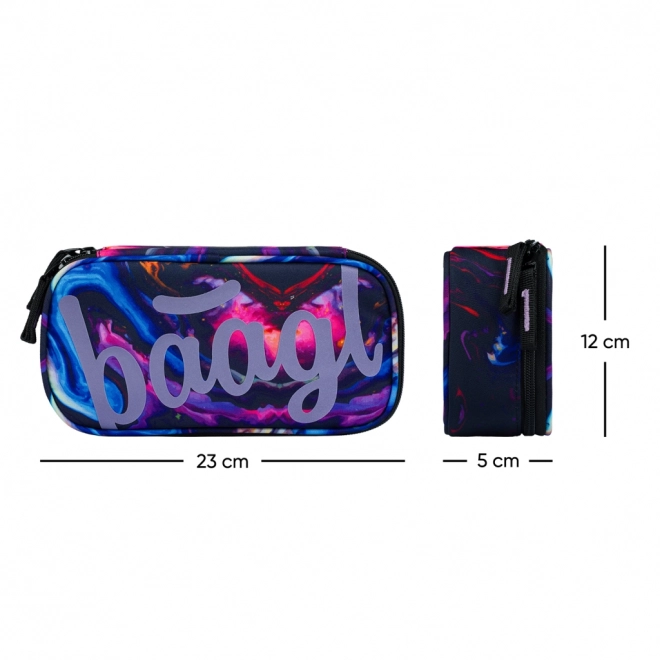 BAAGL Core Marble Schultaschen-Set: Rucksack, Federmäppchen, Beutel
