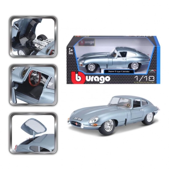 Bburago Jaguar E-Type Coupé Silber Blau Metallic Modell