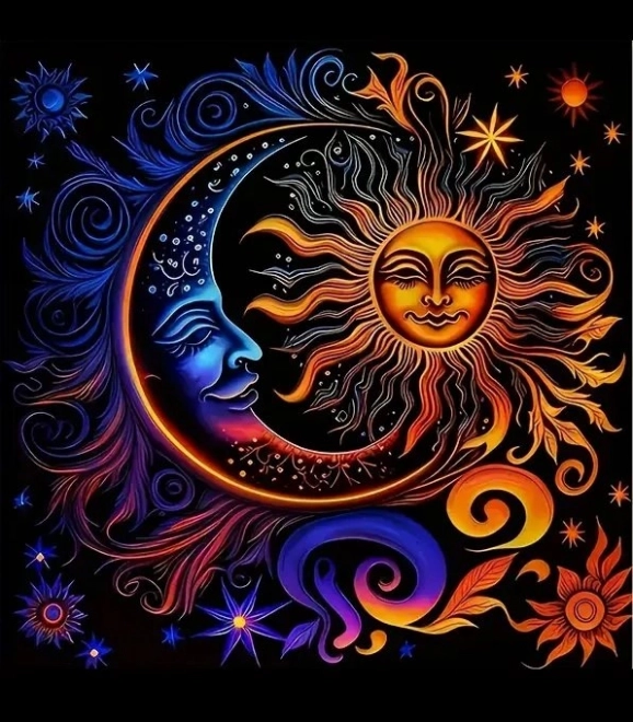 Diamant-Malerei Sonne und Mond 30x40 cm