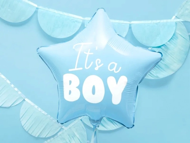 Folienballon It's a Boy Stern Hellblau 48cm