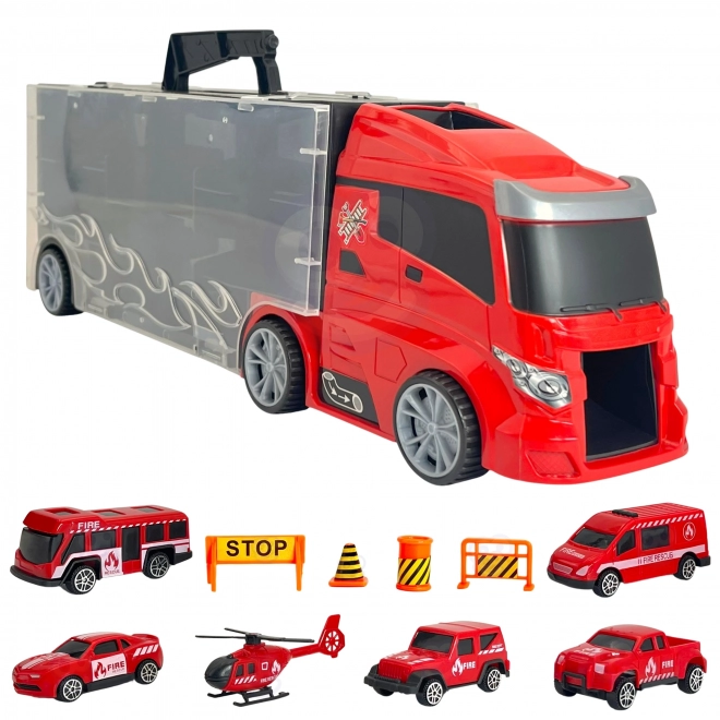 Woopie Feuerwehrauto Transporter 3-in-1 Set Rot