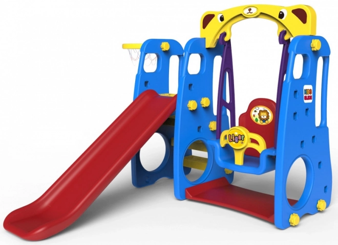 Gartenspielgerät 3-in-1 Schaukel Basketball für Kinder Blau