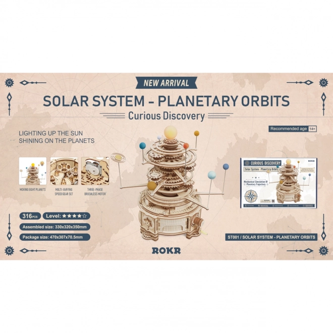 Rokr 3D Holzpuzzle Sonnensystem - Mechanische Planetarium