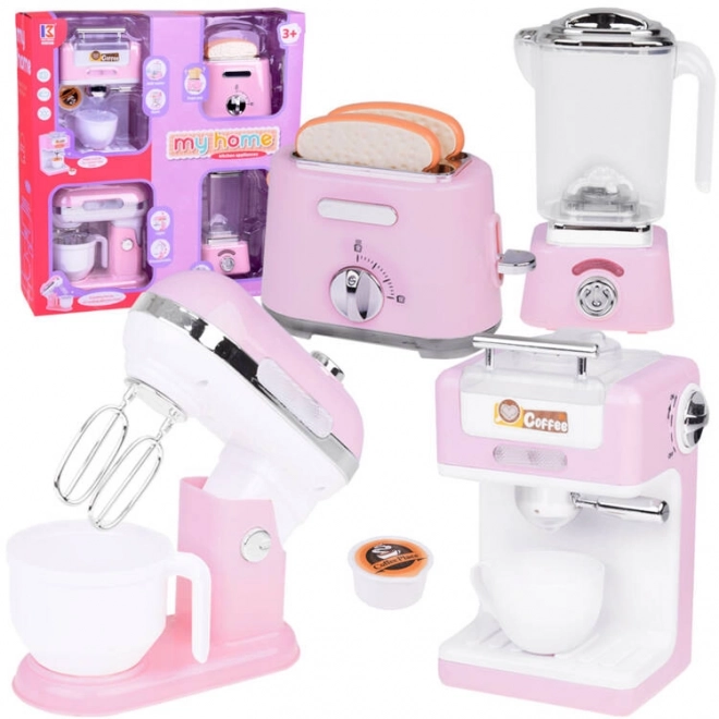 Spielzeug Küchenset mit Mixer, Blender, Toaster und Kaffeemaschine