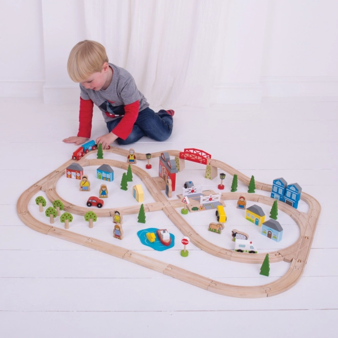 Bigjigs Rail Stadt- und Land-Holzeisenbahn 91 Teile