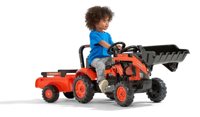 Trettraktor Kubota M7171 mit Hänger und Frontschaufel orange