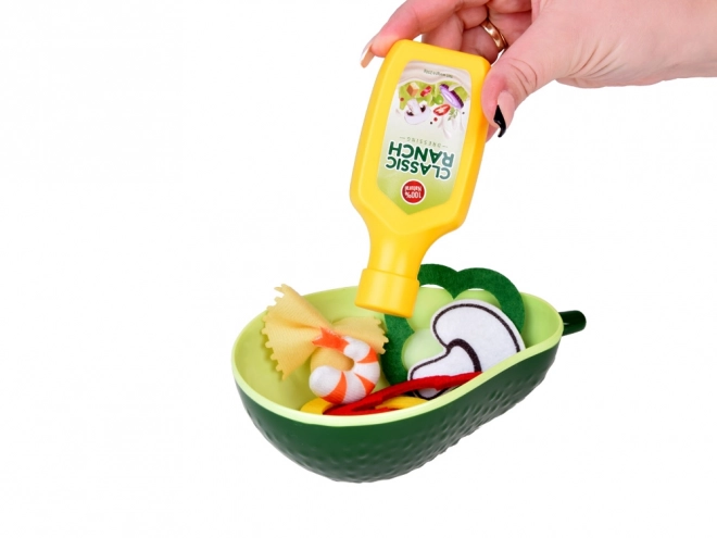 Salatmachenset Schüssel Avocado Gemüsebesteck