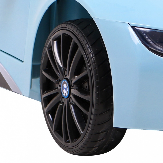 BMW I8 Lift Batterie Auto Blau + Fernsteuerung + langsamer Start + 3-Punkt-Gurte + MP3 USB + LED-Diode