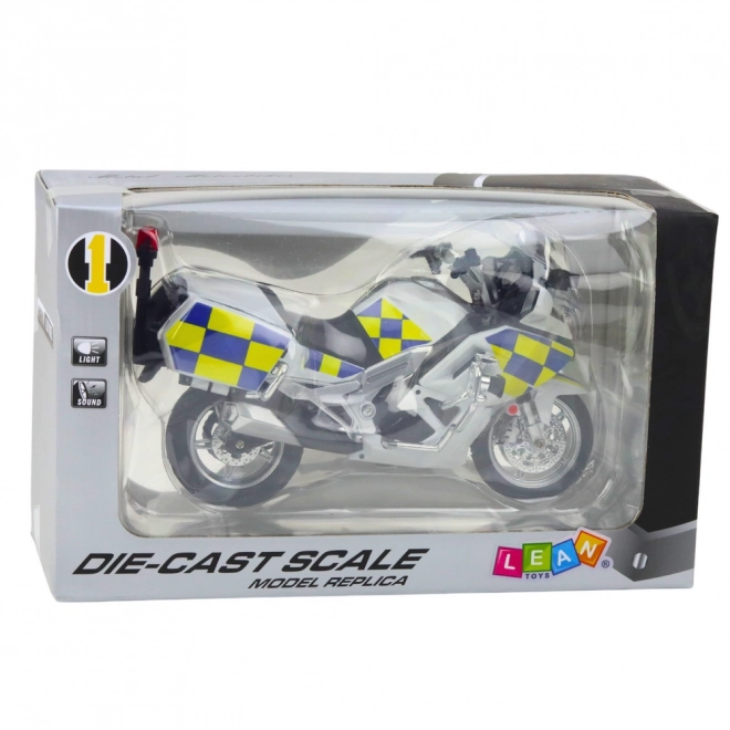 Metallpolizeimotorrad mit Lichtern und Geräuschen weiß