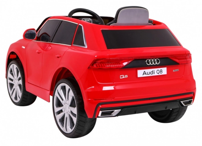 Audi Q8 Hebezeug für Kinder Batterie Rot + Fernbedienung + EVA + Langsamer Start + MP3 USB + LED-Diode