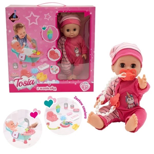 Puppe Tosia mit Badewanne