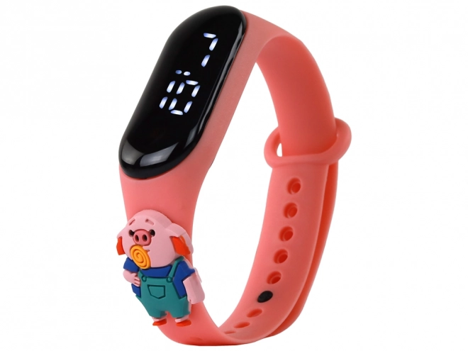 Touchscreen-Uhr Schweinchen Rosa mit Verstellbarem Armband