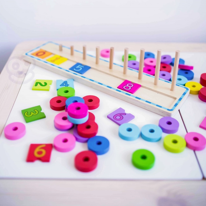 Holzpuzzle Farben und Zahlen lernen Montessori