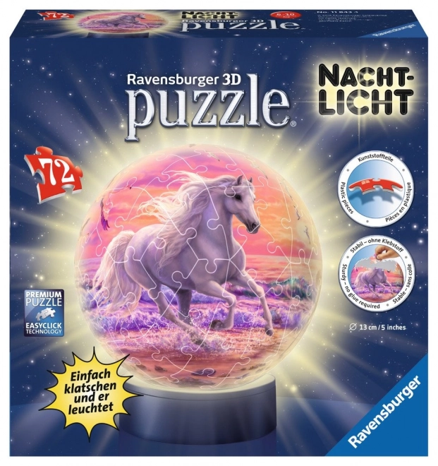 Ravensburger 3D Leuchtendes Puzzleball Pferd am Strand 72 Teile