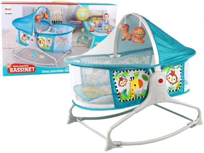 Multifunktionelles Babybett Schaukelstuhl 2-in-1 mit Spielmatte Blau