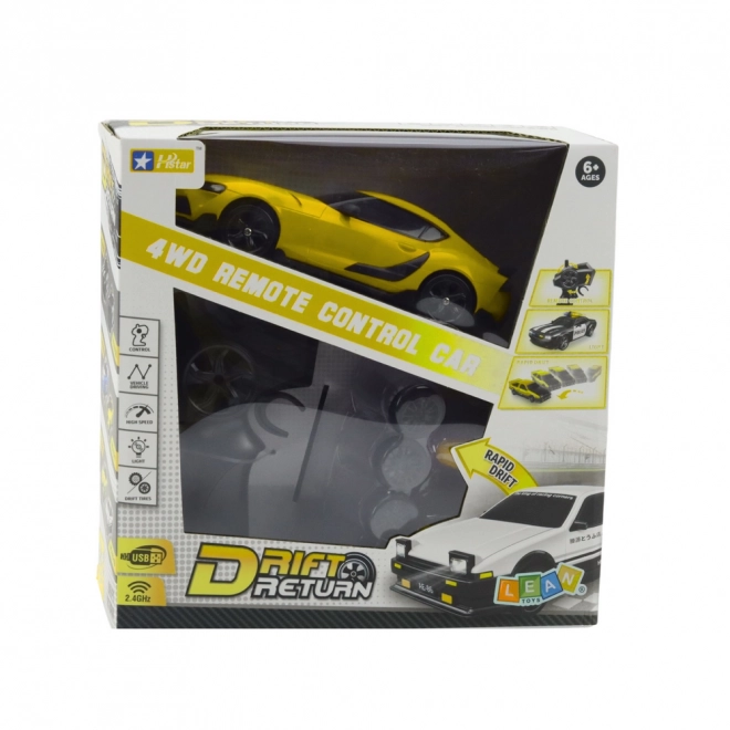 Gelbes ferngesteuertes Drift Auto 4WD